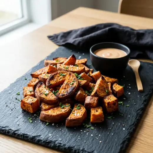 ノンフライヤーで作るサツマイモ、皮ごと焼いて割った焼き芋風の断面