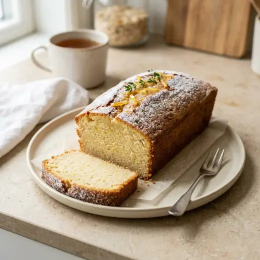 パウンドケーキ、スライスして断面が見える焼き上がり